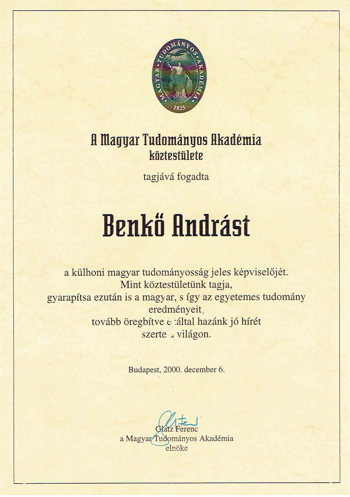 A Magyar Tudományos Akadémia tagja